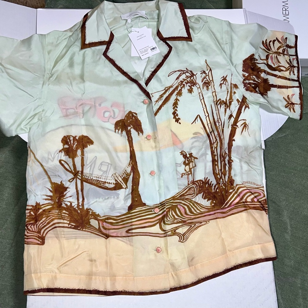 Zimmermann Mint Short Sleeve Shirt